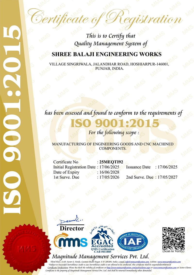 ISO 9001:2015 Certificate — Shree Balaji Engineering Works
